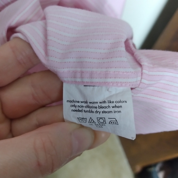 Calvin Klein Pink and White Stripe Regular Fit Button Front Shirt Size XL - Picture 8 of 9